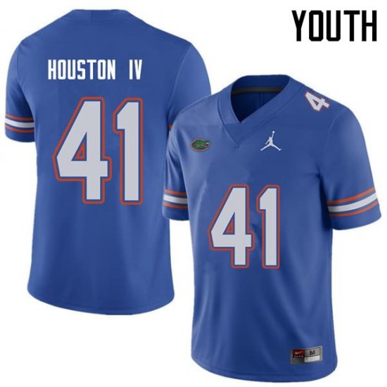 Youth Florida Gators #41 James Houston IV NCAA Jordan Brand Royal Authentic Stitched College Football Jersey LPJ1162YO